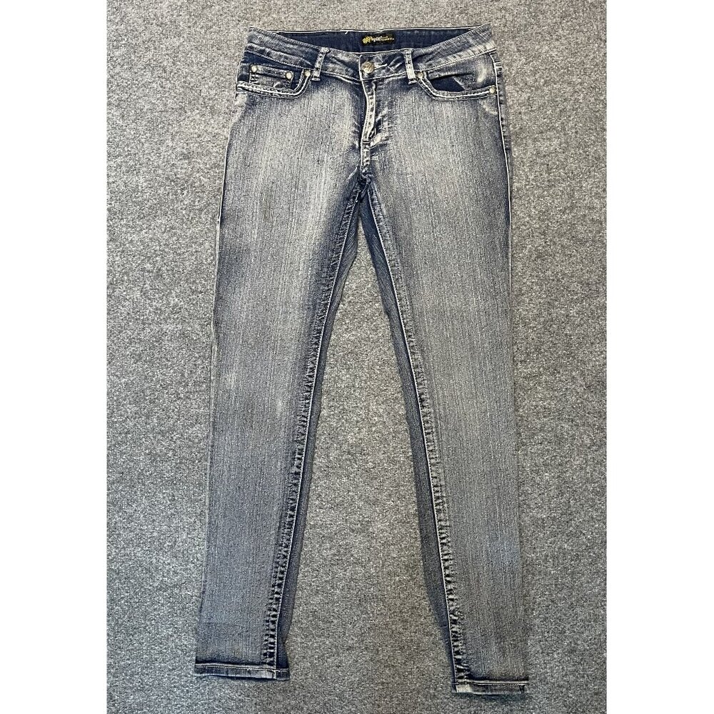 Womens BQB Jeans Distressed Look Skinny Fit 11 Blue Grayish Wash Denim